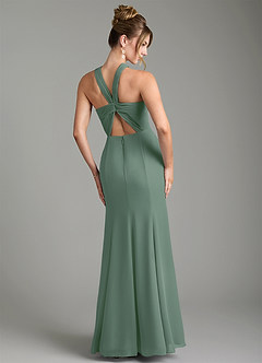 Azazie Rue Bridesmaid Dresses Eucalyptus A-Line Halter Chiffon Dress image2