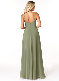 Azazie Moira Bridesmaid Dresses Pistachio A-Line Scoop Chiffon Dress image2