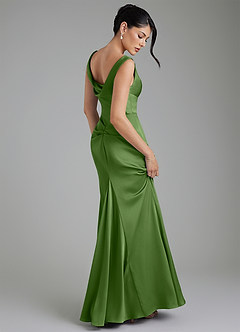 Azazie Spencer Vestidos de damas de honor Vestido Albahaca de Satén Elástico de Corte Sirena con Plisado image2