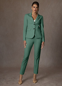 Whitney Eucalyptus Structured Stretch Full Length Pants Suit