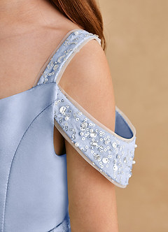 Azazie Jodi Flower Girl Dresses Ice A-Line Matte Satin Dress image6