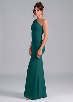 Azazie Rinna Jurken voor bruidsmeisjes Jurk van Chiffon met Zeemeermin One-Shoulder Pauw image4