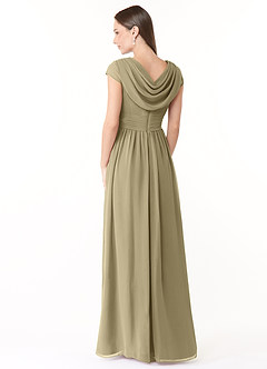 Azazie Organa Abiti da Damigella Abito A-Line in Chiffon Plissettato Verde Muschio image4