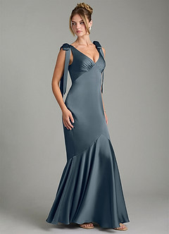 Azazie Alena Robes de demoiselle d'honneur Robe Sirène en Satin extensible Plissée Violet Crépusculaire image3