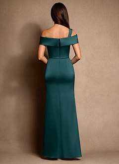 Azazie Altonia Mother of the Bride Dresses Pine Mermaid Off the Shoulder Stretch Satin Dress image3
