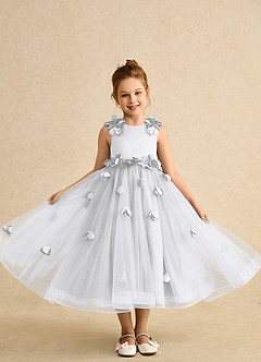 Azazie Atta Flower Girl Dresses White A-Line One Shoulder Tulle Dress image4