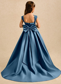Azazie Genie Flower Girl Dresses Bermuda Ball-Gown Off the Shoulder Matte Satin Dress image2