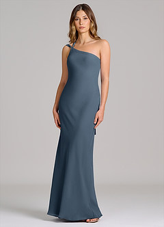 Azazie Monroe Suknie dla druhen Osłona Jedno ramię Szyfon Do ziemi Sukienka image1