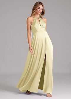 Azazie Evalleen Final Sale Dusty Blue A-Line Pleated Stretch Satin Dress image5