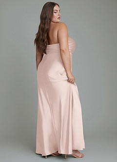 Azazie Saylor Jurken voor bruidsmeisjes Jurk van Stretch Satijn met Zeemeermin Strapless Blozend Roze image12