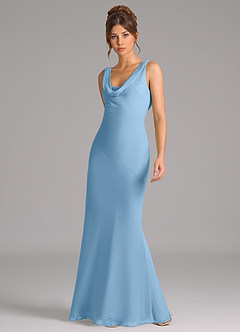 Azazie Rylina Bridesmaid Dresses Steel Blue Mermaid Pleated Chiffon Dress image5