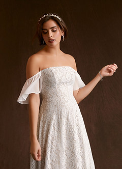 Azazie Cambri Wedding Dresses A-Line Off the Shoulder Lace Floor-Length Dress image5