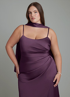 Azazie Calandra Brautjungfernkleider Etui Plissee Stretch-Satin Kleid Pflaume image8