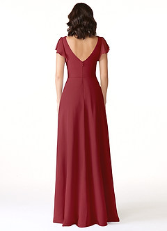 Azazie Omari Bridesmaid Dresses Pomegranate A-Line Chiffon Dress image2