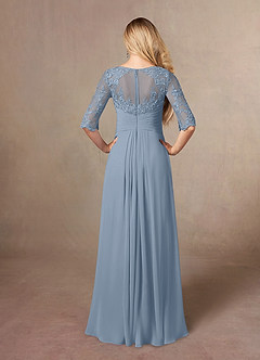 Azazie Zinnia Abiti per la Madre della Sposa Abito A-Line in Chiffon Lustrini Blu Polveroso image2