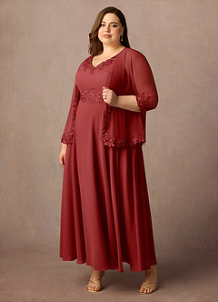 Azazie Devana Mother of the Bride Dresses Rust A-Line Sequins Chiffon Dress image10