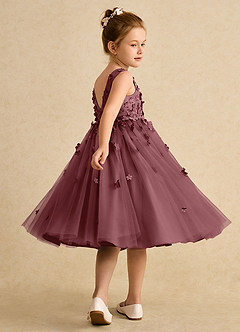 Azazie Lana Flower Girl Dresses Desert Rose A-Line Sleeveless Matte Satin Dress image4