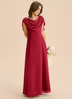 Azazie Lambie Junior Scarlet A-Line Pleated Chiffon Dress image5