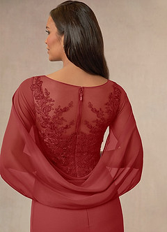 Azazie Hera Mother of the Bride Dresses Rust A-Line Lace Capelet Chiffon Dress image4