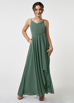 Azazie Collette Junior A-Linie Gestreift Chiffon Kleid Seemoos image1