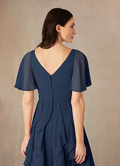 Azazie Watson Mother of the Bride Dresses Dark Navy A-Line V-Neck Chiffon Dress image5