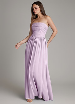 Azazie Andreina Brautjungfernkleider Eine Linie Plissee Chiffon Kleid Frostiges Flieder image5