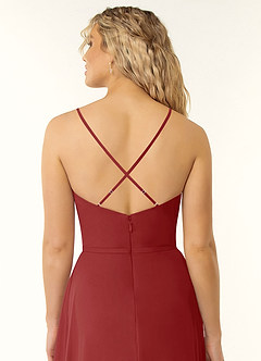Azazie Naeem Bridesmaid Dresses Rust A-Line V-Neck Ruffle Chiffon Dress image6