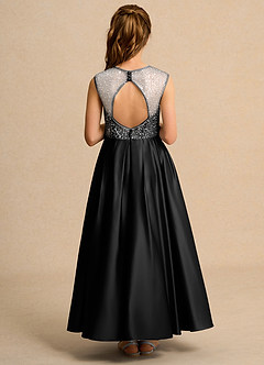 Azazie Candy Girl Flower Girl Dresses Black Ball-Gown Bow Matte Satin Dress image3