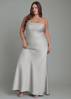 Azazie Saylor Bridesmaid Dresses Silver Mermaid Strapless Stretch Satin Dress image11