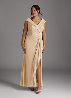 Azazie Calathea Mother of the Bride Dresses Champagne A-Line Lace Dress image6
