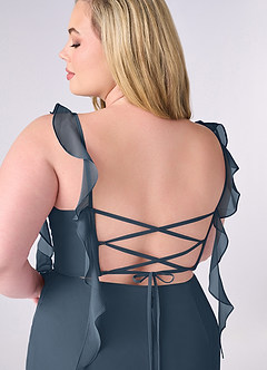 Barbie ♥ Azazie Abiti da Damigella Abito Sirena in Chiffon Corsetto Blu Nettuno image10