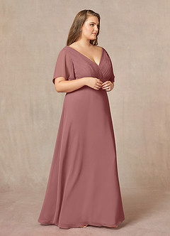 Azazie Alessa Mother of the Bride Dresses Desert Rose A-Line V-Neck Pleated Chiffon Dress image10
