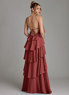 Azazie Deena Bridesmaid Dresses Terracotta A-Line Ruched Chiffon Dress image2