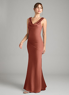 Azazie Rylina Bridesmaid Dresses Auburn Mermaid Stretch Satin Dress image4