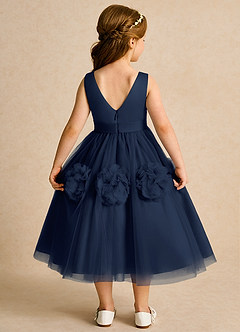 Azazie Vola Flower Girl Dresses Dark Navy Ball-Gown Sleeveless Tulle Dress image2