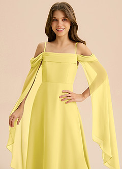 Azazie Moana Junior Canary A-Line Pleated Chiffon Dress image7