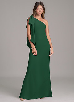Azazie Capri Abiti da Damigella Abito A-Line in Chiffon Monospalla Verde Scuro image6