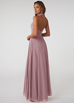 Azazie Tessie Bridesmaid Dresses Dusty Rose A-Line V-Neck Pleated Chiffon Dress image2