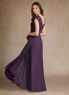 Azazie Bronson Mother of the Bride Dresses Plum A-Line Pleated Chiffon Dress image3
