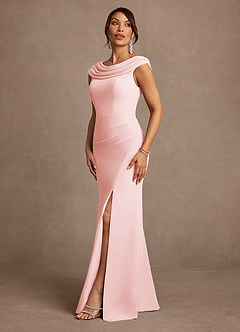 Azazie Irvine Mother of the Bride Dresses Blushing Pink A-Line Pleated Chiffon Dress image4