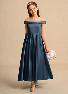 Azazie Teeny Girls Formal Flower Girl Klänningar Klä A-Line i Matt satäng Plisserad image3