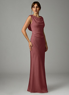 Azazie Kieryn Robes de demoiselle d'honneur Robe Sirène en Satin extensible Plissée Améthyste image4