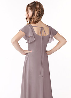 Azazie Bondi Junior Dusk A-Line Bow Chiffon Dress image3