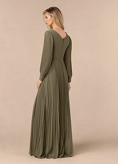 Azazie Zina Kleider für die Brautmutter A-Linie Plissee Chiffon Kleid Weidengrün image3