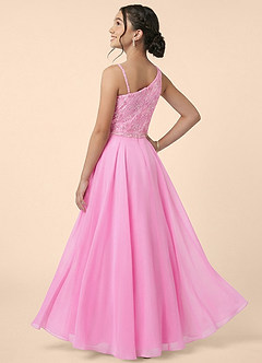 Azazie Peaches Junior Formal Linia A Zroszony Siatka Długość podłogi Młodsza druhna Sukienka image5