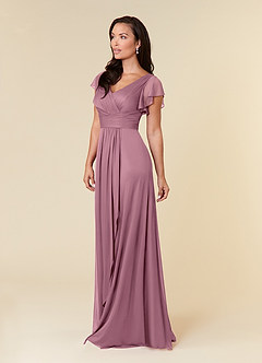 Azazie Reneya Mother of the Bride Dresses Vintage Mauve A-Line Pleated Mesh Dress image2