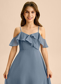 Azazie Kamilla Junior Linia A Zza ramienia Szyfon Długość herbaty Młodsza druhna Sukienka image7