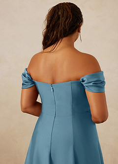 Christian Siriano Bridal for Azazie 1002 Bridesmaid Dresses Bermuda A-Line Off the Shoulder Stretch Satin Convertible Dress image14