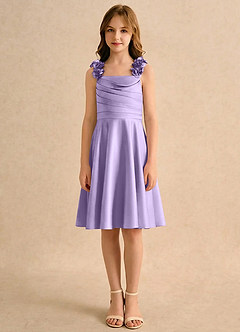 Azazie Resa Girls Formal Venta final Vestido de Lila de Satin Mate de Corte en A con Plisado image1