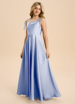 Azazie Popsy Junior Ice A-Line Bow Stretch Satin Dress image6